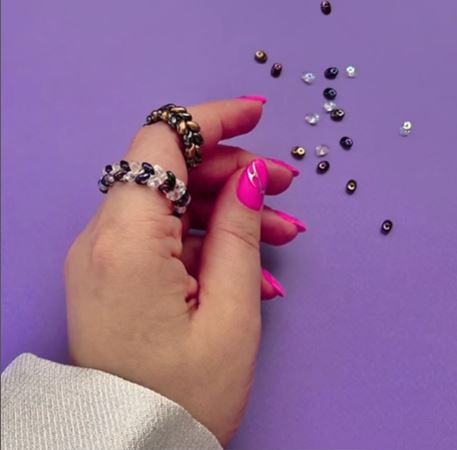 Безкоштовний МК урок Візерунок "Колосок" з намистинами Superduo, плетемо колечко