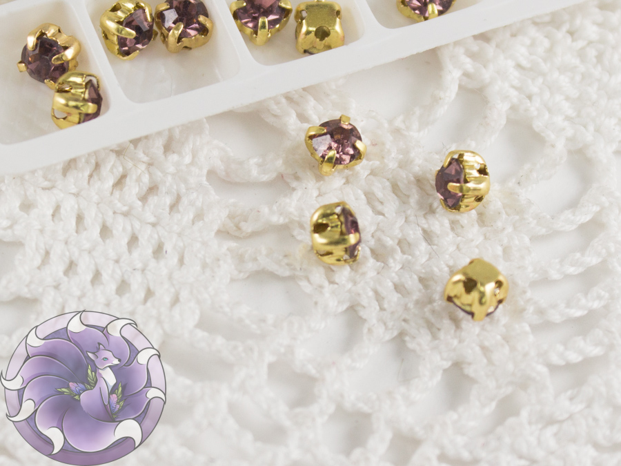 Шатони 4мм колір Lt Amethyst оправа колір золото