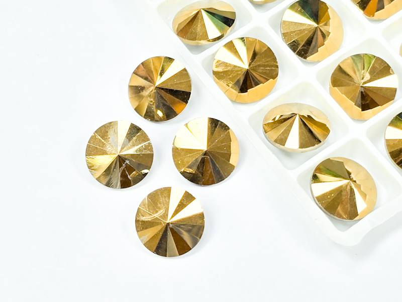 Набір стрази риволі 12мм колір Metallic Gold , 10 шт