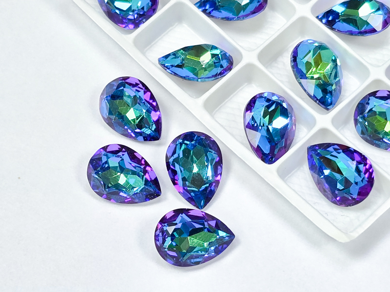 Набір страз кристали, форма крапля 14х10мм колір Bermuda Blue, 10 шт