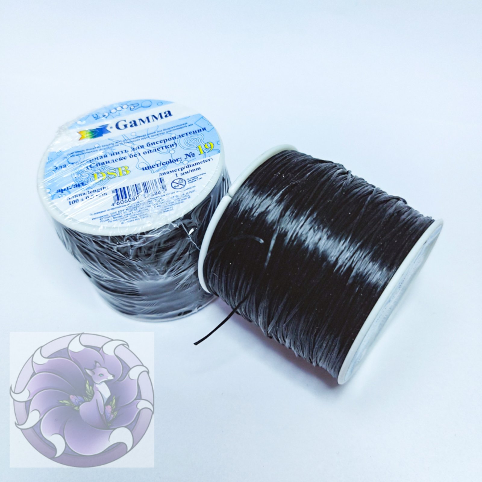 Гумка для бісеру Gamma 1,0мм, чорний, спандекс