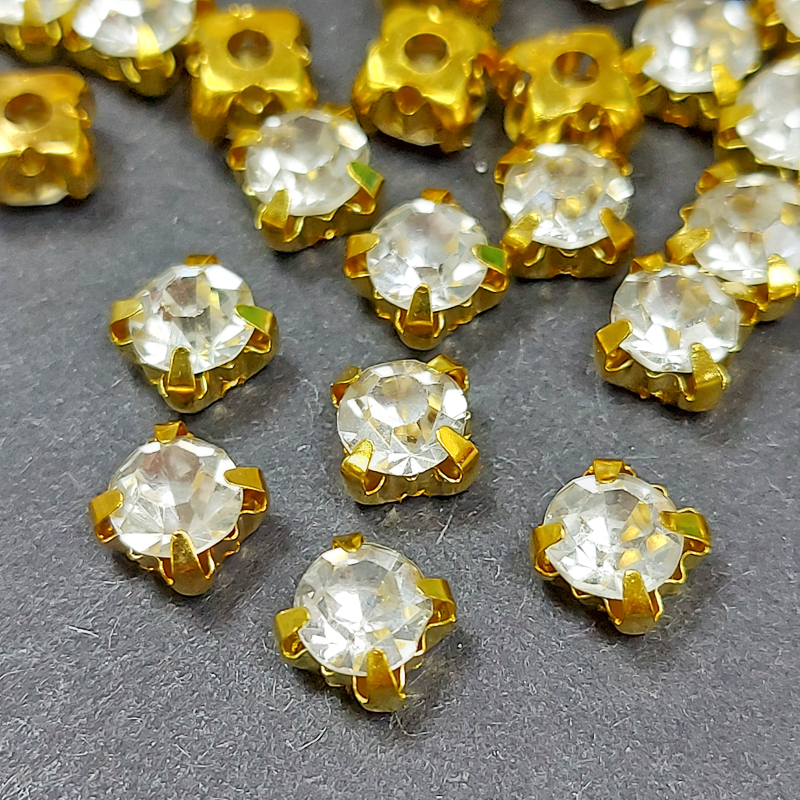 Шатони 5,5мм колір Crystal, золото оправа