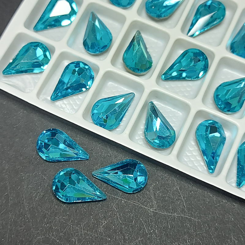 Кристали скло к9 Крапля 13х8мм колір Aquamarine
