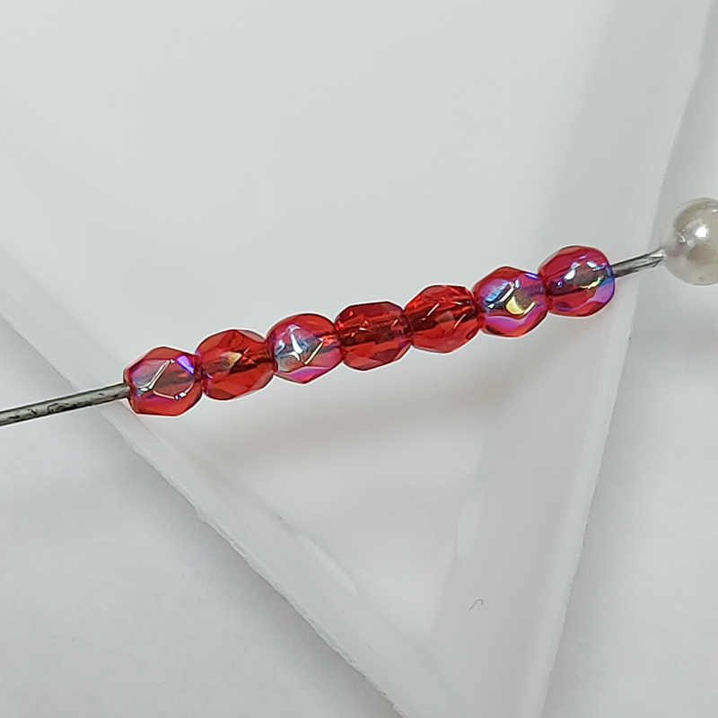 Fire polished 3mm Siam Ruby Red AB
