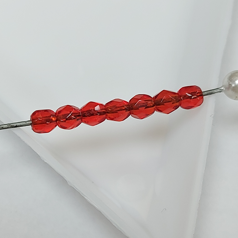 Fire polished 3mm Siam Ruby Red