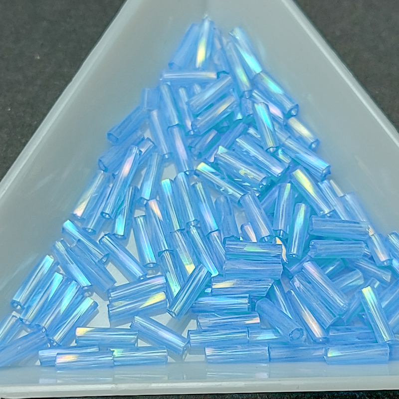 Стеклярус кручений 6mm, прозорий, колір блакитний АВ, №544
