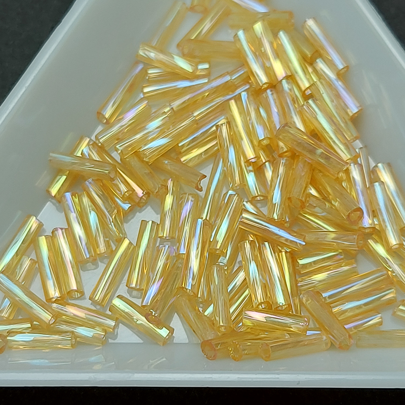 Стеклярус кручений 6mm, прозорий, колір золотистий АВ, №532