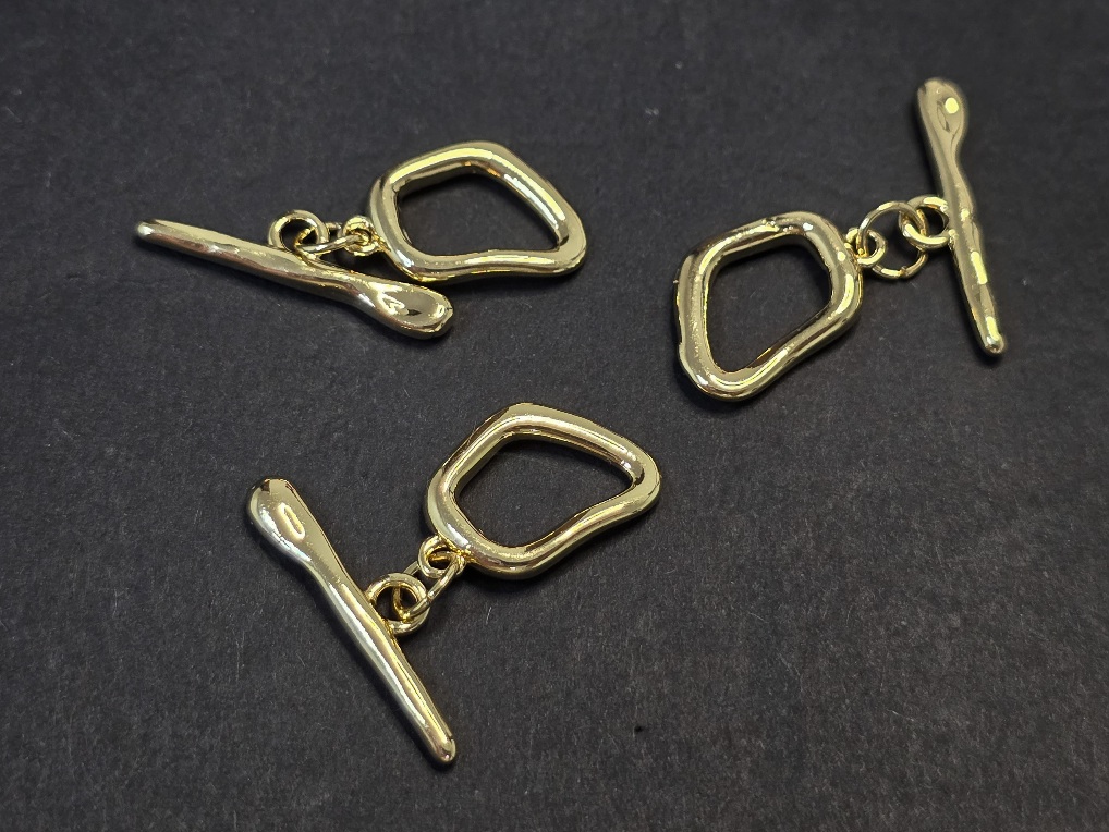 Тогл м'ятий овал 11х15мм, паличка 22мм, гальванізація 14к, колір kc gold