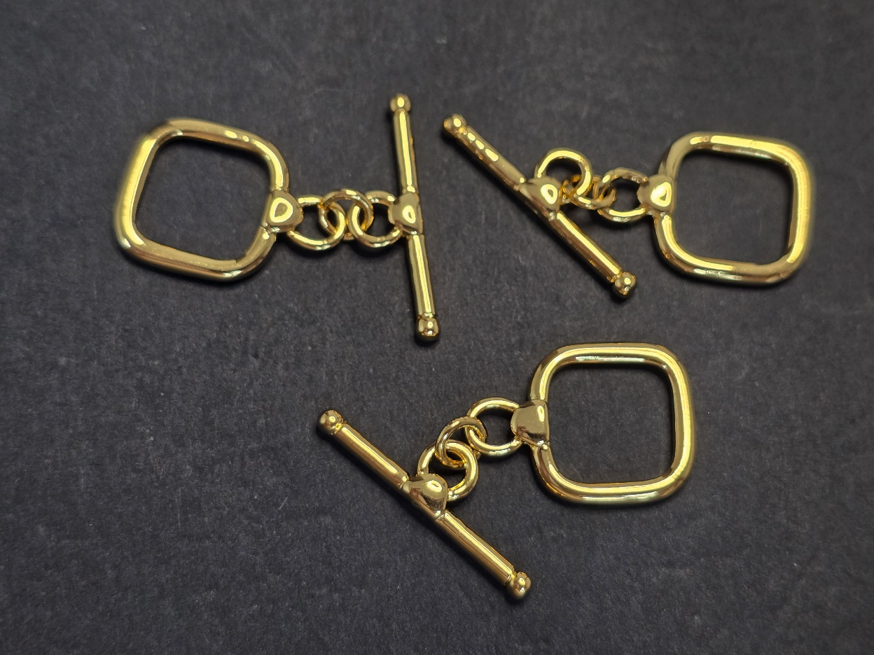 Тогл мягкий квадрат 14мм, паличка 23мм, гальванізація 14к, колір kc gold