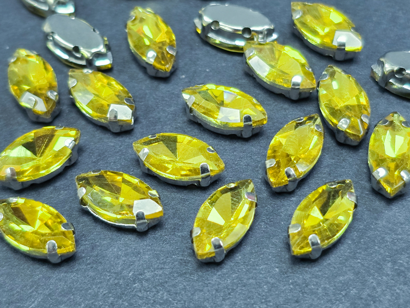 Стрази у срібній оправі 10*5мм Citrine, 5шт