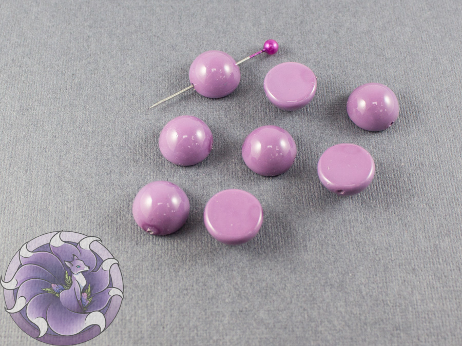 Dome Bead 12x7mm Hollyhock Purple