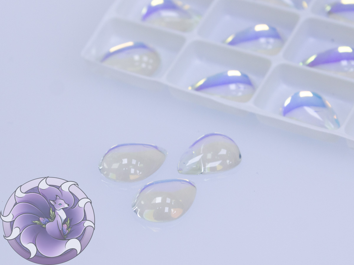 Кабошон скло крапля 14х10мм Колір Crystal AB