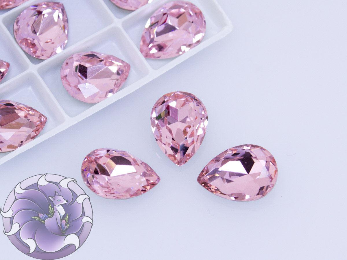 Кристал Крапля К9 скло 18х13мм колір Rose Light