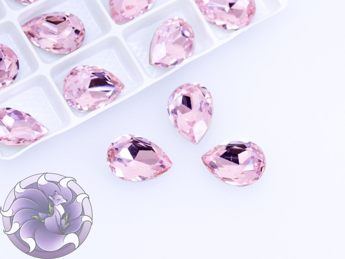 Кристали скло К9 Крапля 14х10мм колір Light Rose