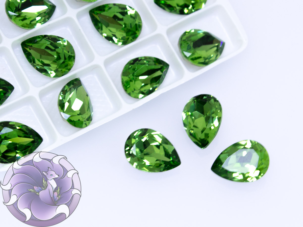 Кристали скло К9 Крапля 14х10мм колір Peridot