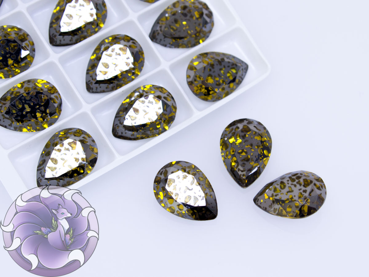 Кристали К9 Крапля 18х13мм колір Light Topaz Black Patina