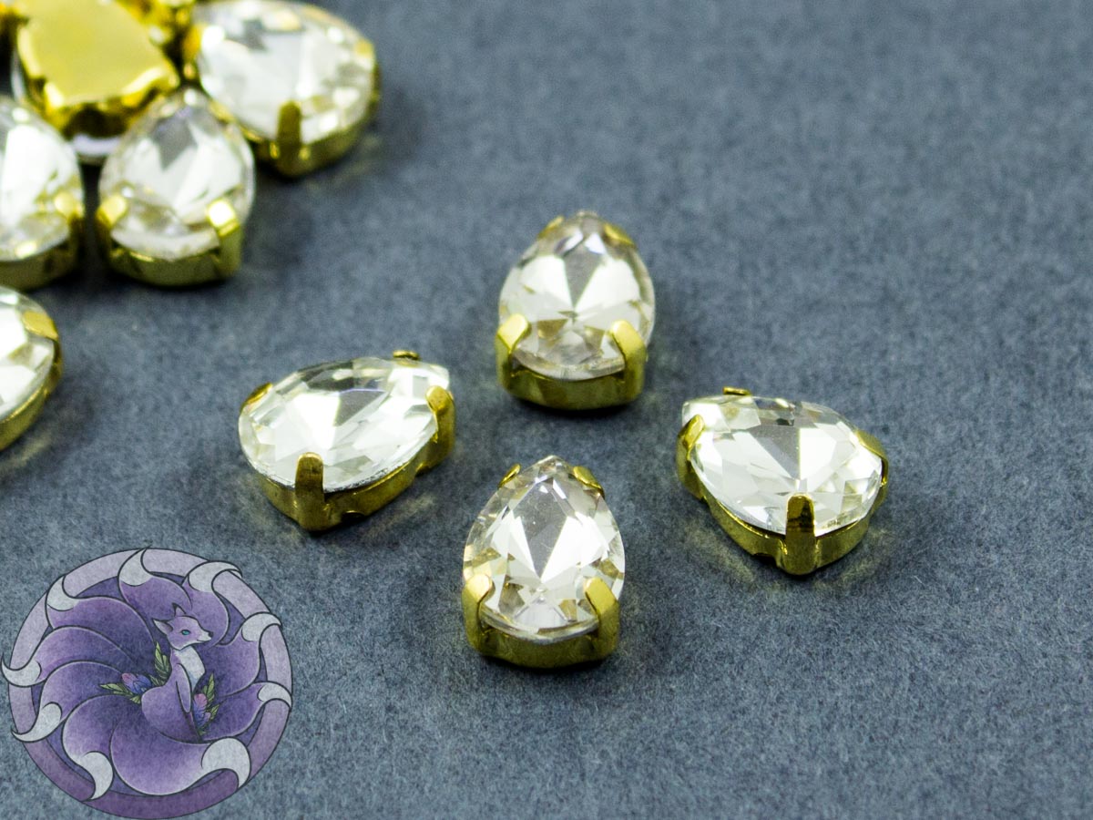 Кристал у золотій оправі Крапля 10x8мм Crystal