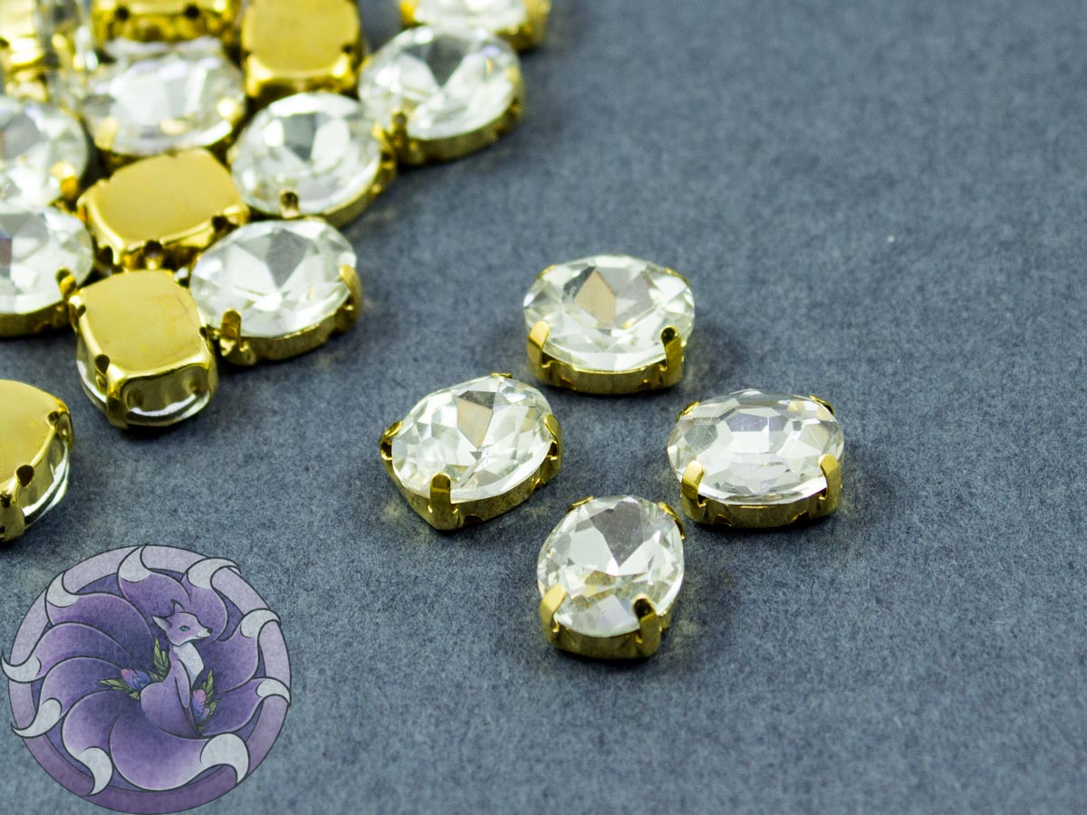 Кристал у золотій оправі Овал 10x8мм Crystal