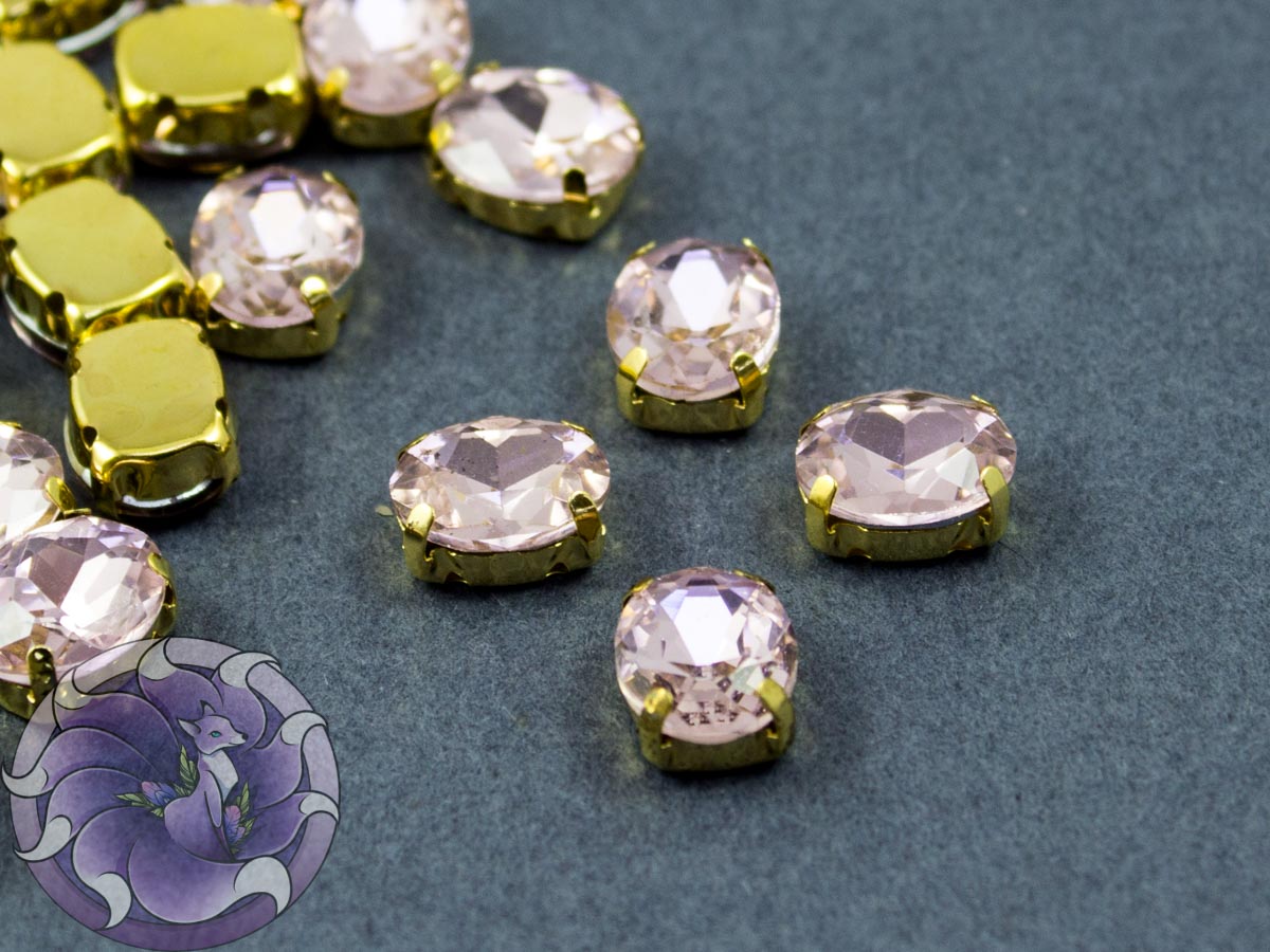 Кристал у золотій оправі Овал 10x8мм Ligth Pink