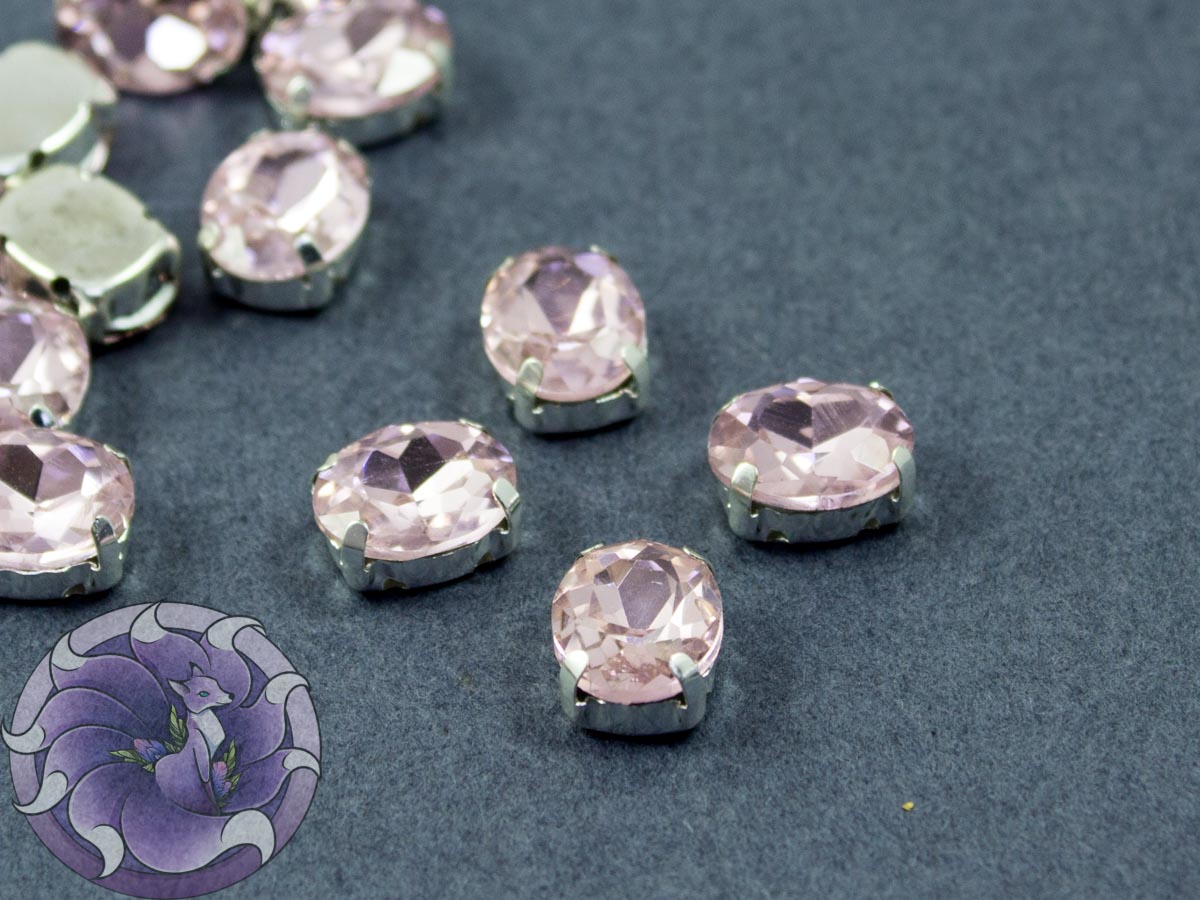 Кристал у срібній оправі Овал 10x8мм Ligth Pink