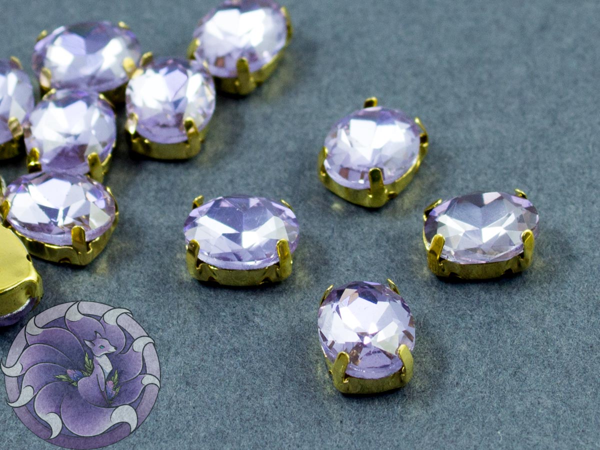 Кристал у золотій оправі Овал 10x8мм Violet