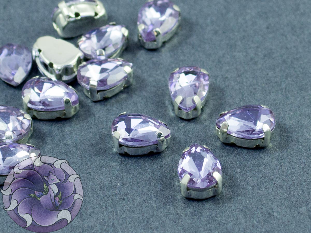 Кристал у срібній оправі Крапля 10x8мм Violet