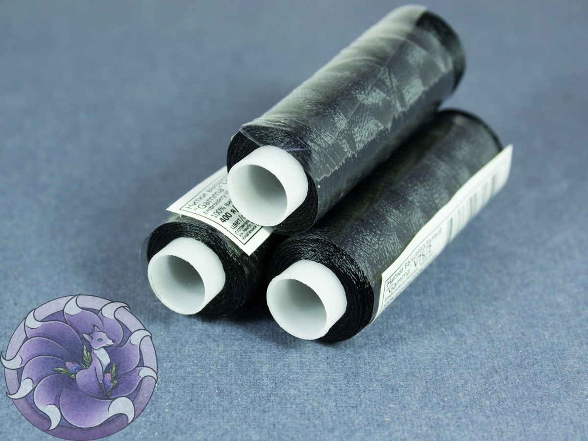 Нитки віскоза для вишивання Gamma 75/2 400м Чорні