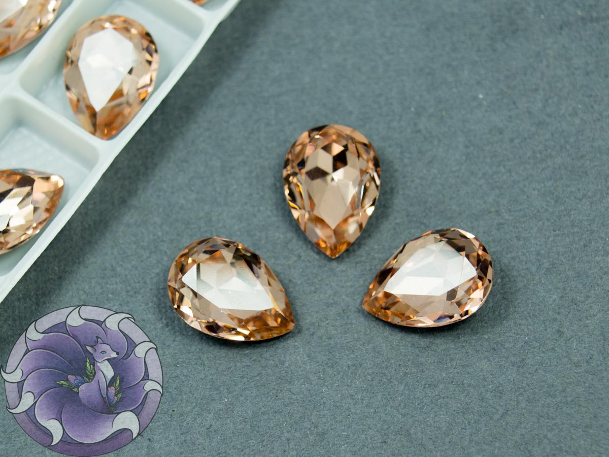 Кристали скло К9 Крапля 14х10мм колір Light Padparadscha