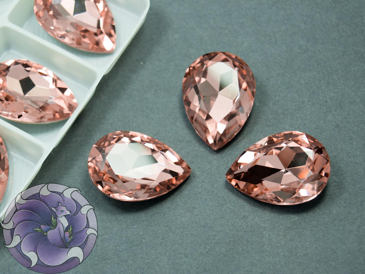 Кристал скло К9 Крапля 25х18мм колір Light Padparadscha