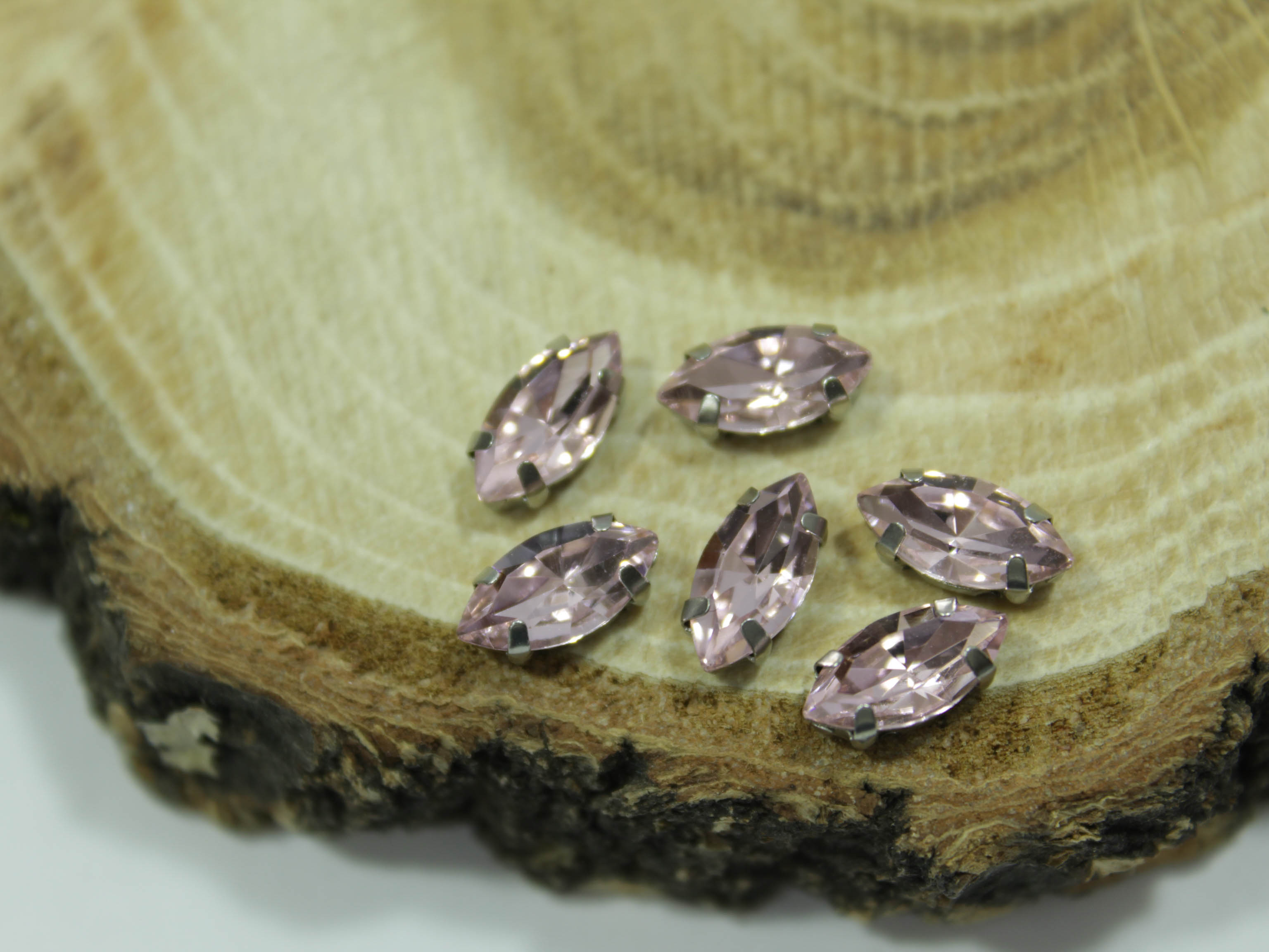 Кристал Маркіз 10*5мм у срібній оправі, Колір Light Pink