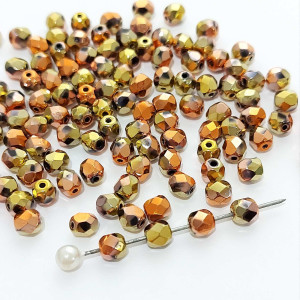 Fire polished 4 мм Jet California Gold Rush