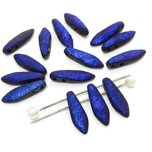 2-hole Glass Daggers 5x16mm Etched Jet Azuro Full