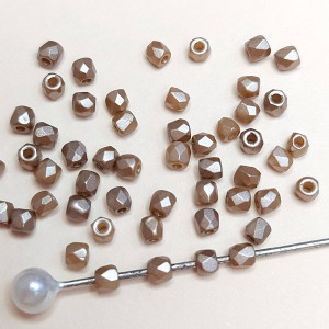 Fire polished 2 MM ALABASTER PASTEL LT.BROWN