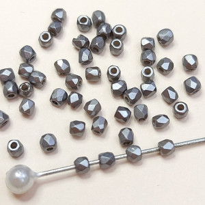 Fire polished 2MM ALABASTER PASTEL DARK BROWN