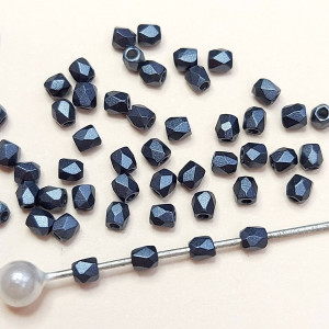 Fire polished 2 MM ALABASTER PASTEL DARK GREY