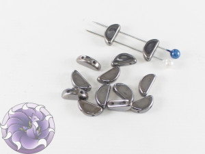Semi Circle Beads 5x10 mm Crystal Full Chrome