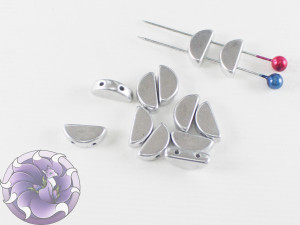 Semi Circle Beads 5x10 mm Aluminium Silver