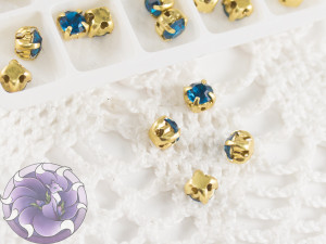Шатони 4мм колір Blue zircon оправа колір золото