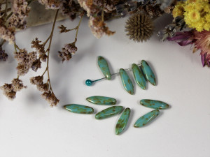 1-hole Glass Daggers 16x5mm Turquoise Picasso