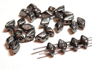 Намистини 2г MiniGemDuo 6x4mm (25-29 шт) Silver Luster - Jet
