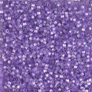 DB1868 Бісер 5г Miyuki Delica 11/0, Колір Inside Dyed Lilac AB 