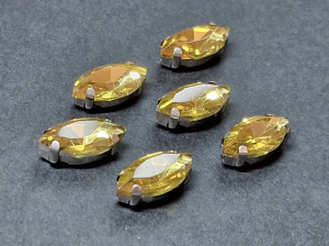 Кристал Маркіз 12х6мм у срібній оправі, Колір Yellow topaz