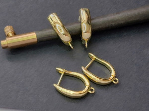Швензи англійська застібка покриття 14к, розмір 12x20mm, витягнута широка форма, колір жовте золото
