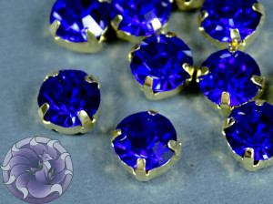 Шатон 8мм колір 115 Sapphire оправа золото