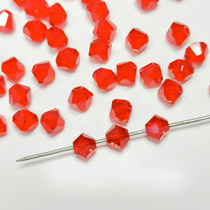 10шт Намистини біконуси 4MM LIGHT SIAM PRECIOSA MC BEAD RONDELL
