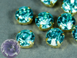 Шатон 8мм колір 122 Aquamarine золото оправа