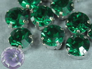 Шатон 8мм колір 123 Emerald оправа срібло