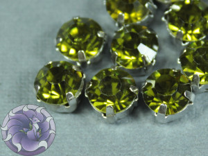 Шатон 6мм колір 124 Olivine оправа срібло