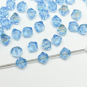 Кришталеві намистини Swarovski 5328, 4мм AQUA SHIMMER, 10 шт