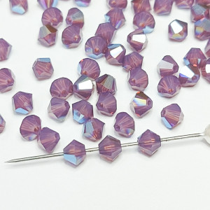Кришталеві намистини Swarovski 5328, 4мм CYCLAMEN OPAL SHIMMER, 10 шт